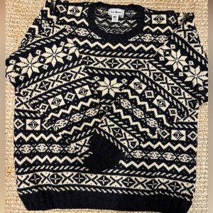 Mens Vintage LL Bean 100% Crewneck Wool sweater size XL Fairisle